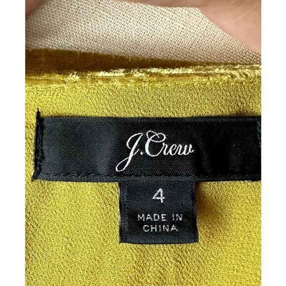 J. Crew Mustard Yellow Velvet V-Neck Blouse Top Women's Size 4 - Picture 5 of 8